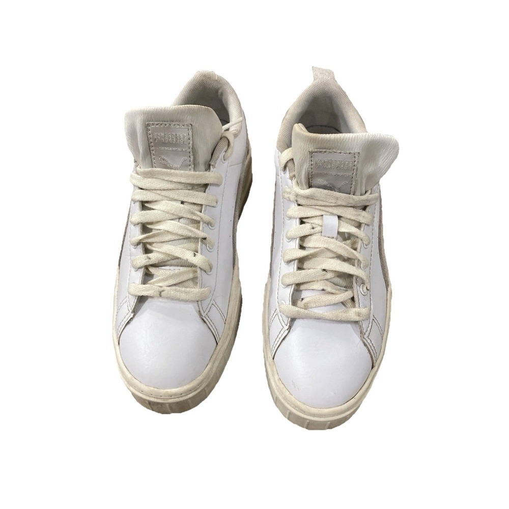 Puma Mayze Stack Leather Womens Size 8.5 White Platform Sneakers Chunky Shoes